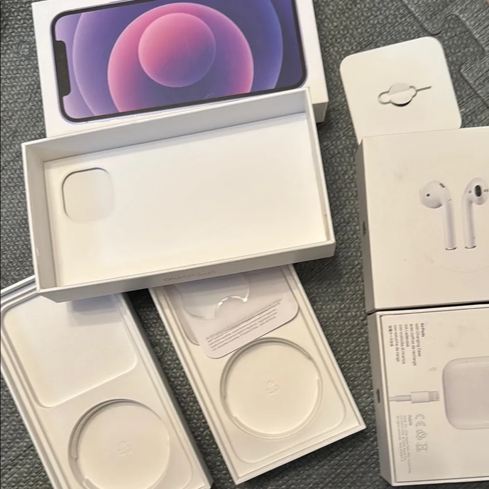 Apple iPhone 13 and 12- Pink Empty Box 2 AirPods boxes